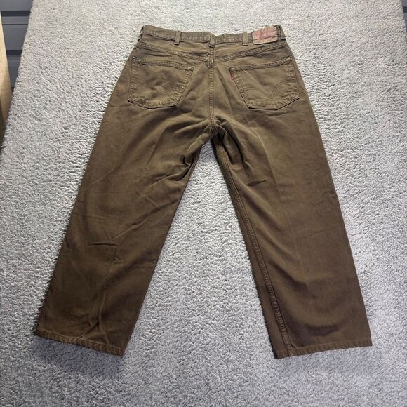 Levis 505 Jeans Mens 38x32 Brown Medium Wash Cotton Relaxed Fit Denim Workwear - Picture 5 of 10